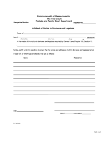 Mass Probate And Family Court Sworn Affidavit Form Pdf Fill And Sign