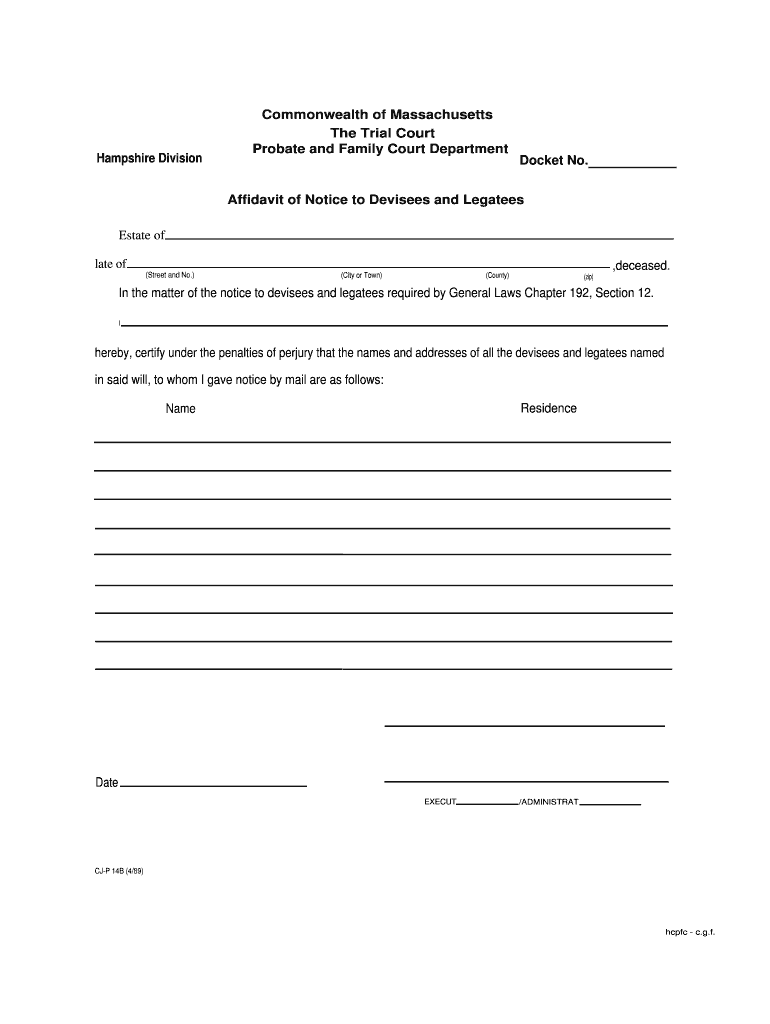 Mass Probate And Family Court Sworn Affidavit Form Pdf Fill And Sign 