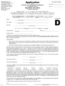 Massachusetts Application To The Probate And Family Court Department