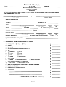 Massachusetts Financial Statement Short Form Fillable Fill Online