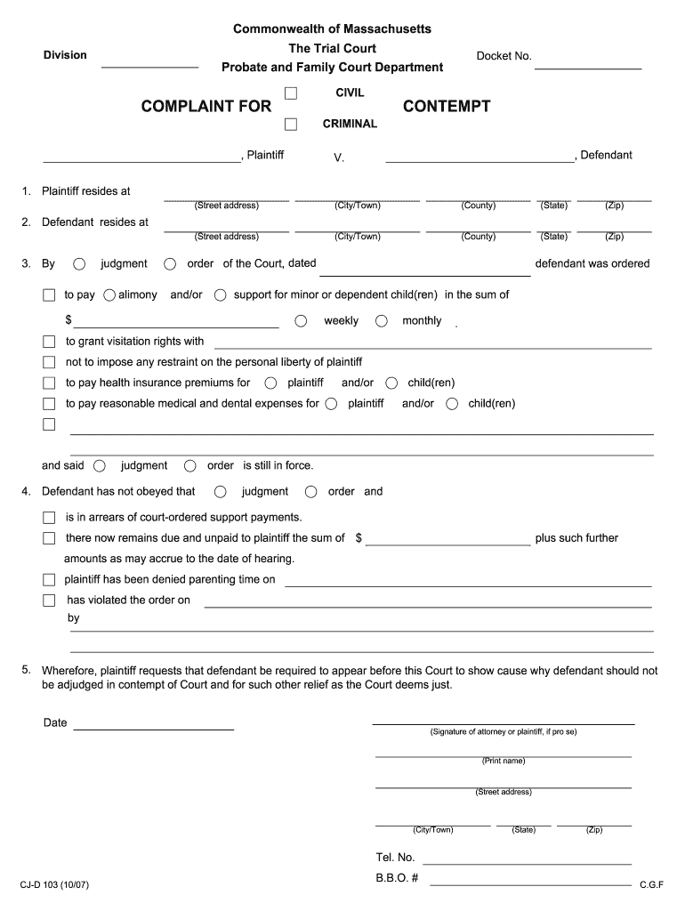 Massachusetts Probate Court Forms Fill Out And Sign Printable PDF 