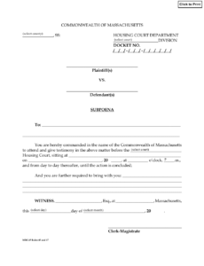 Massachusetts Subpoena Download Fillable PDF Templateroller