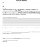 Massachusetts Subpoena Form Editable Fillable Printable Templates