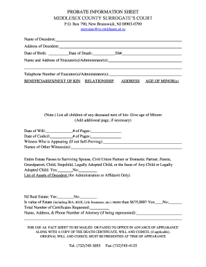 Middlesex County Surrogate Court Fillable Printable Online Forms 