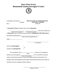 Monmouth County Surrogate Fill Online Printable Fillable Blank