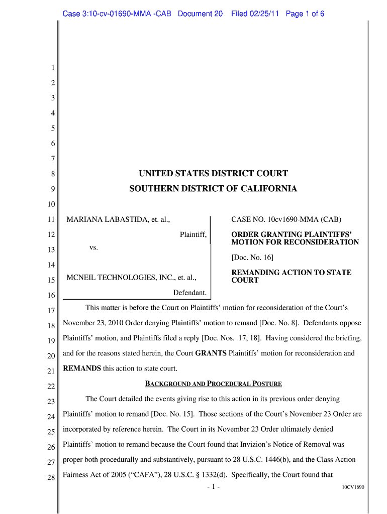 Motion For Reconsideration Sample Fill Online Printable Fillable 