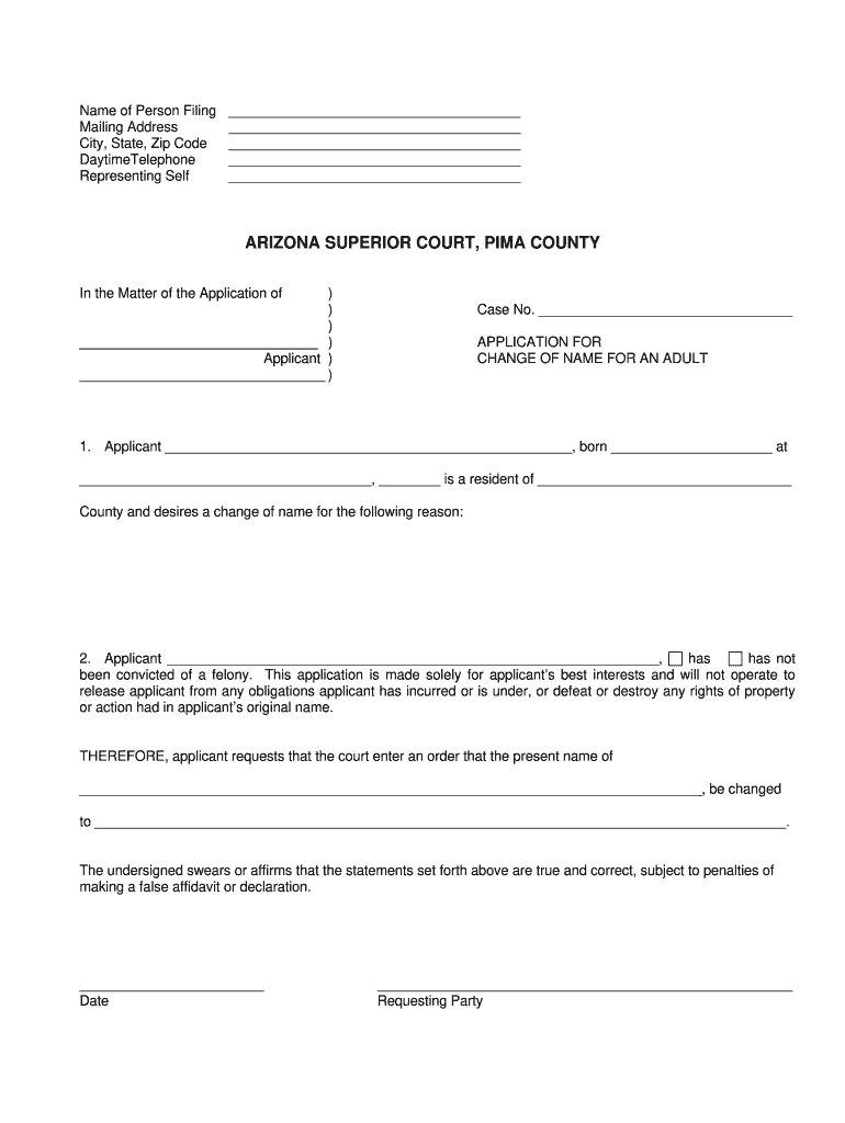 Name Change Pima County Fill Online Printable Fillable Blank 