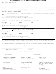 Nassau County New York Small Claims Complaint Form Download Fillable 