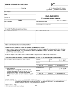 Nc Civil Summons Form Fill Online Printable Fillable Blank PDFfiller