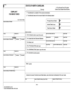 Nc Small Claims Court Forms Editable Fillable Printable Templates 