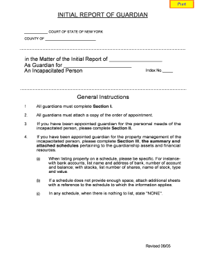 New York Initial Report Of Guardian Fill Online Printable Fillable 