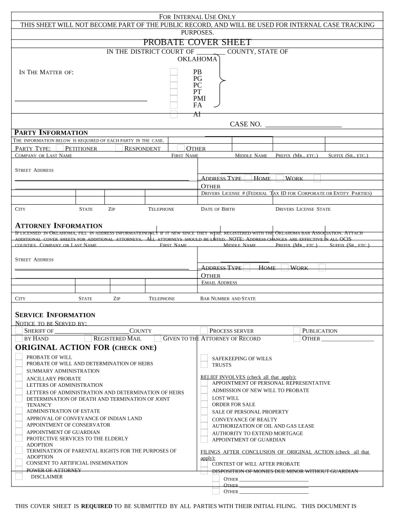 Oklahoma Probate Doc Template PdfFiller