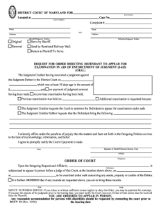 Oral Exam Request Form District Ct Md Fill Out And Sign Printable PDF