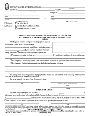 Oral Exam Request Form District Ct Md Fill Out And Sign Printable PDF 