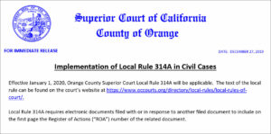 Orange County Superior Court Implementation Of Local Rule 314A In