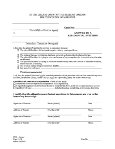 Oregon Court Answer Form Pdf Fill Online Printable Fillable Blank