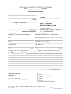 Oregon Small Claim Form Fill Out And Sign Printable PDF Template