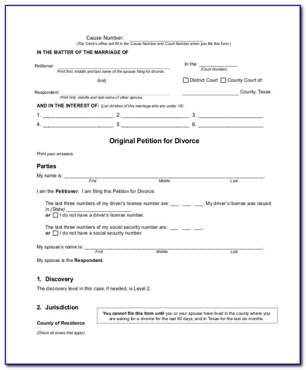 Pennsylvania Divorce Complaint Form