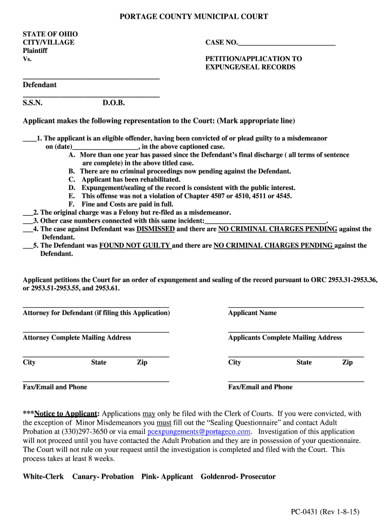 Portage County Court Records Fill Out And Sign Printable PDF Template 