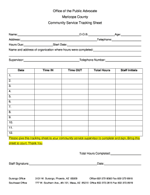 Printable Court Ordered Community Service Hours Log Sheet Fill Online 