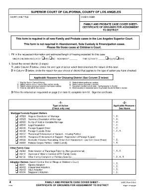 Printable Family Law Cover Sheet Los Angeles Templates To Submit Online 