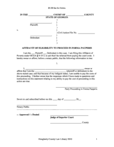 Printable Poverty Affidavit Form Georgia Fill Out Download Online