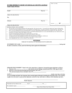 Printable Small Claims Forms Ks Fill Online Printable Fillable 