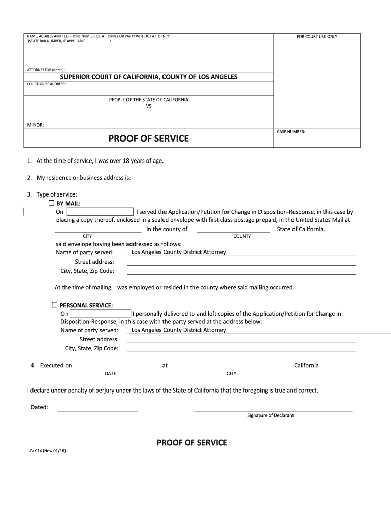 Proof Of Service Los Angeles Superior Court Fill Out And Sign