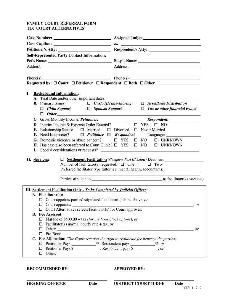 Referral Form Template Family Court Fill Online Printable Fillable 