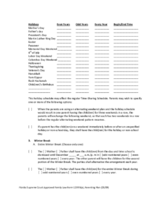 Sample Parenting Plan Florida Free Download