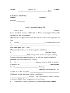 Sample Petition To Contest A Will Fill Online Printable Fillable