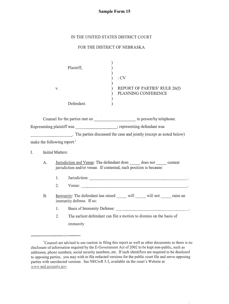 Sample Rule 26 Form Fill Online Printable Fillable Blank PDFfiller