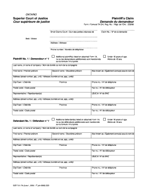 Sample Statement Of Claim Small Claims Court Ontario Editable 