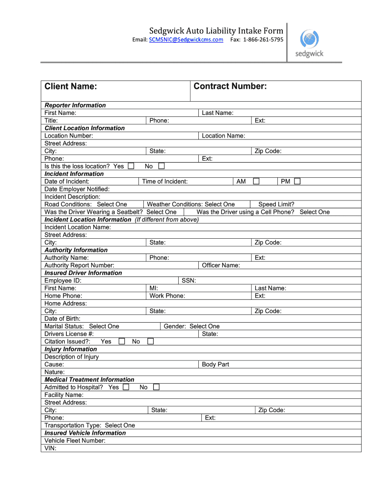 Sedgwick Std Claim Form Fill Online Printable Fillable Blank