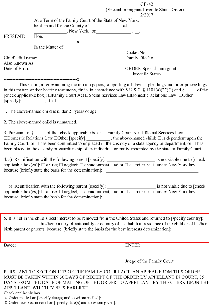 SIJS Sample Court Order Immigrants And State Courts