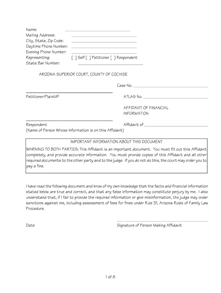 Simple Affidavit Of Financial Information Fill Online Printable 