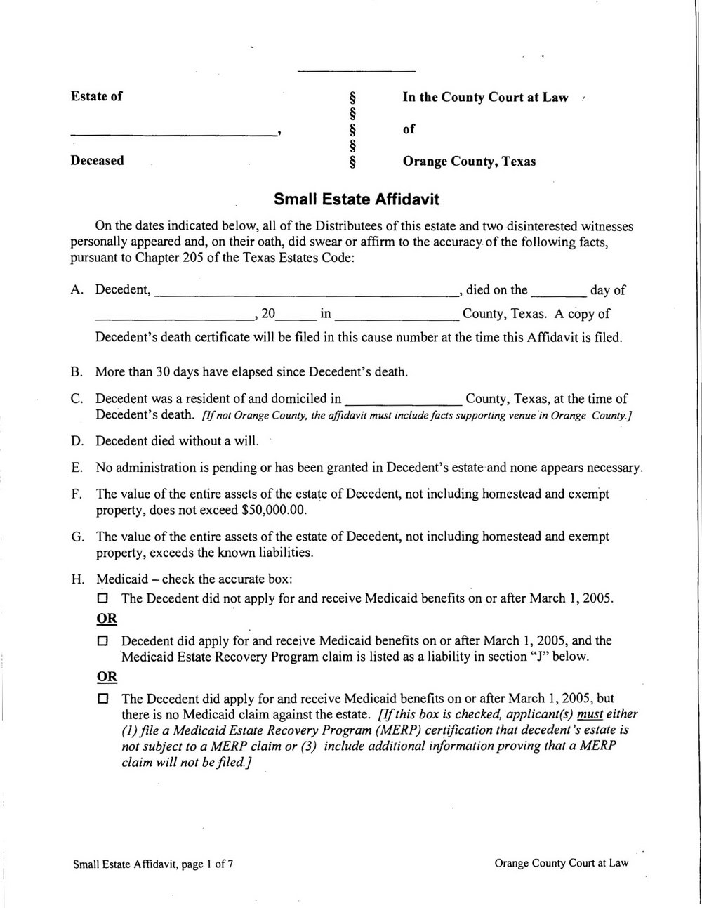 Small Claims Affidavit Form Illinois MBM Legal