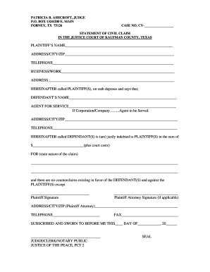 Small Claims Court Texas Fill Out And Sign Printable PDF Template 