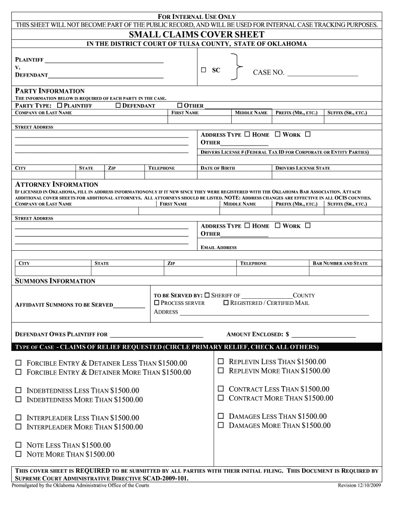 Small Claims Court Tulsa Fill Out And Sign Printable PDF Template 