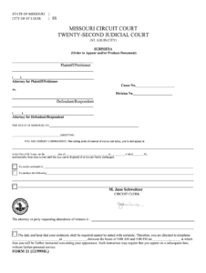 St Louis Subpoena Fill Out And Sign Printable PDF Template SignNow