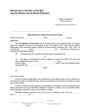 Subpoena Duces Tecum Fill Online Printable Fillable Blank PDFfiller