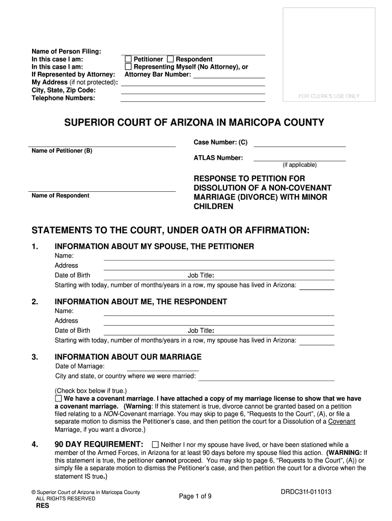 Superior Court Maricopa County Arizona Fill Out And Sign Printable 