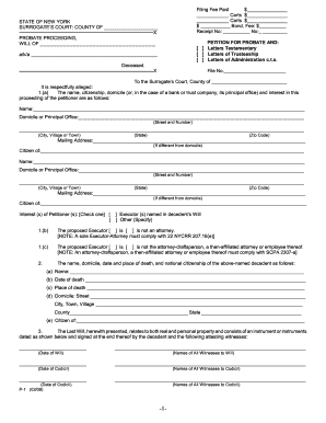 Surrogate Court New York County Forms Fill Online Printable 