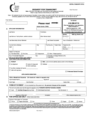 Tdsb Transcript Request Fill Online Printable Fillable Blank 