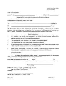 Temporary Legal Guardianship Form Georgia Free Download