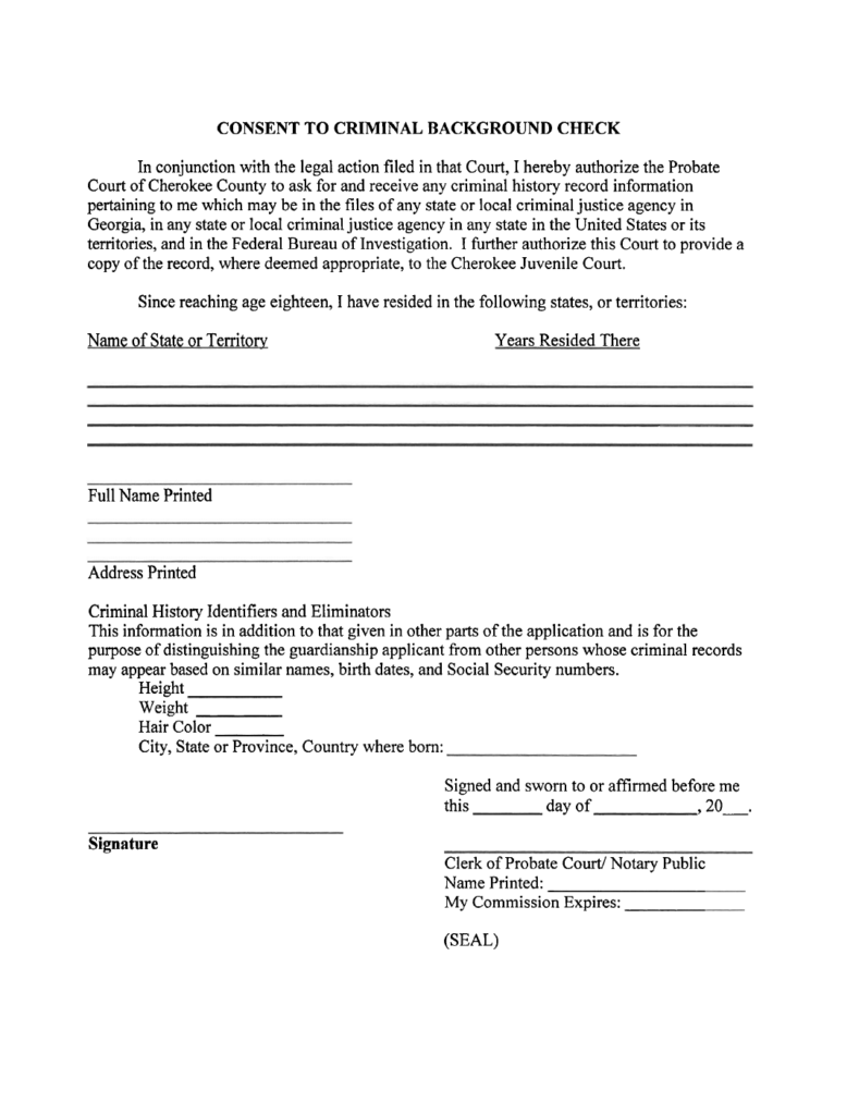 Temporary Legal Guardianship Form Georgia Free Download