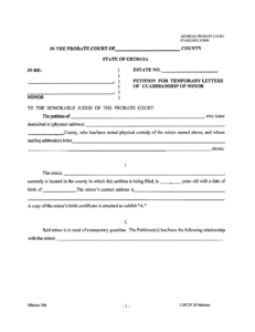 Temporary Legal Guardianship Form Georgia Free Download