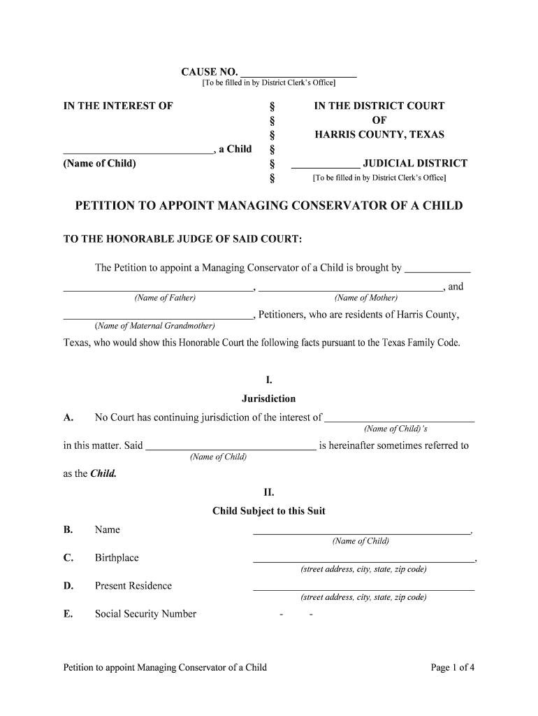 Texas Petition Fill Online Printable Fillable Blank PdfFiller