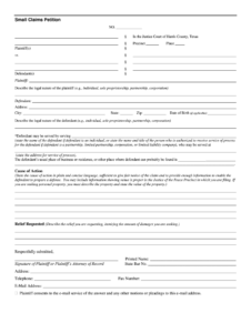 Texas Small Claims Petition Form Fill Out And Sign Printable PDF