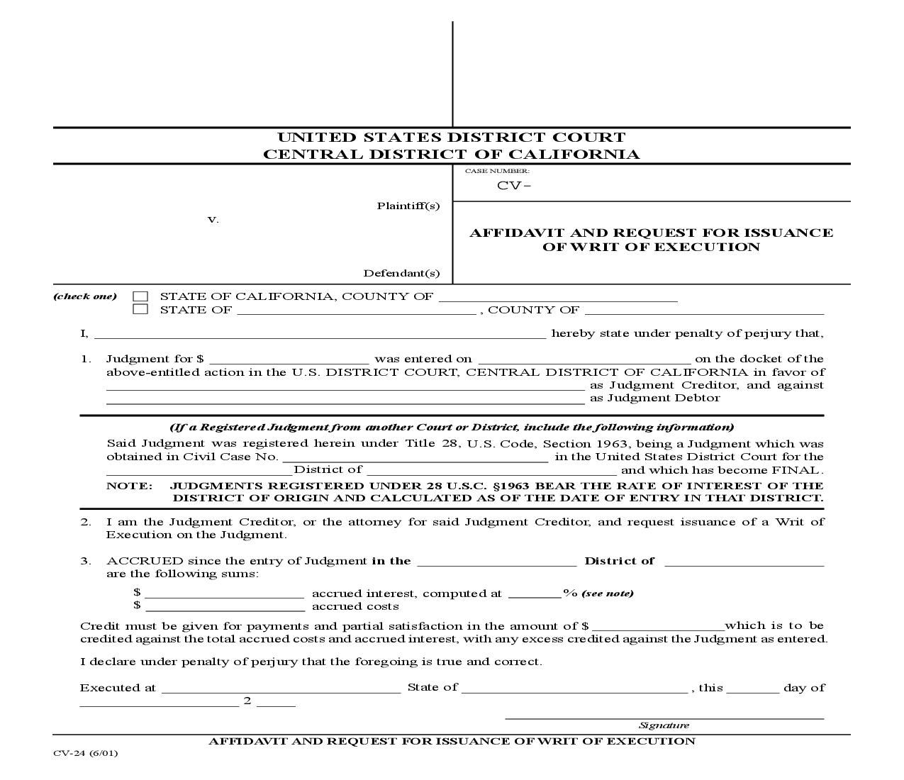 This Is A California Form That Can Be Used For Civil Within Federal 